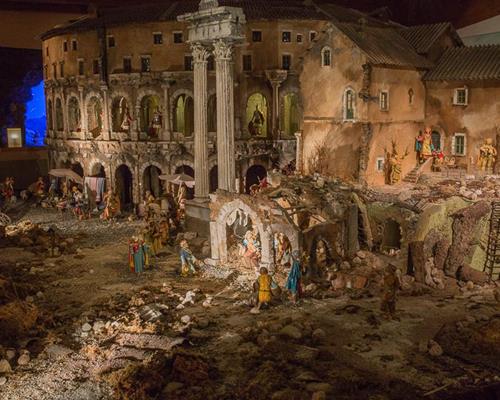 Marcellus crib, exhibited in the railway station of Rome