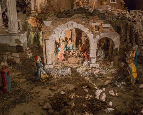 Marcellus crib, exhibited in the railway station of Rome